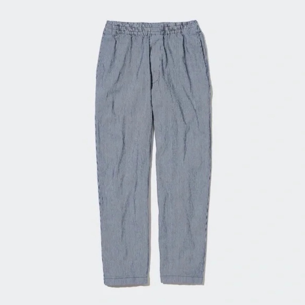 Striped Uniqlo Cotton Relaxed Ankle Pants